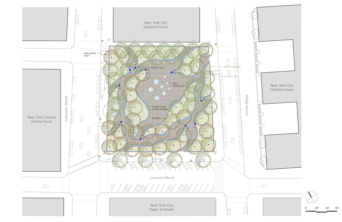 Master plan of a Contemporary public park design in New York City 