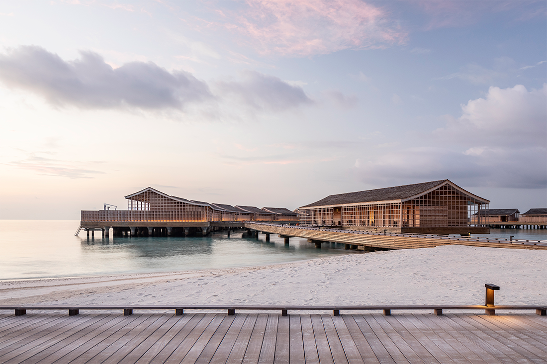contemporary modern architecture with hints of Japanese aesthetic these over water villa suites in the Maldives are one of the worlds most exclusive and opulent 