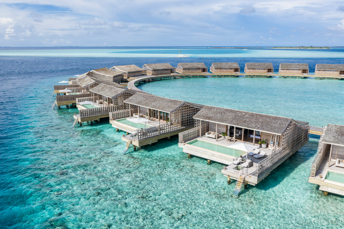 Over water Maldives hotel villas modern Japanese Architecture