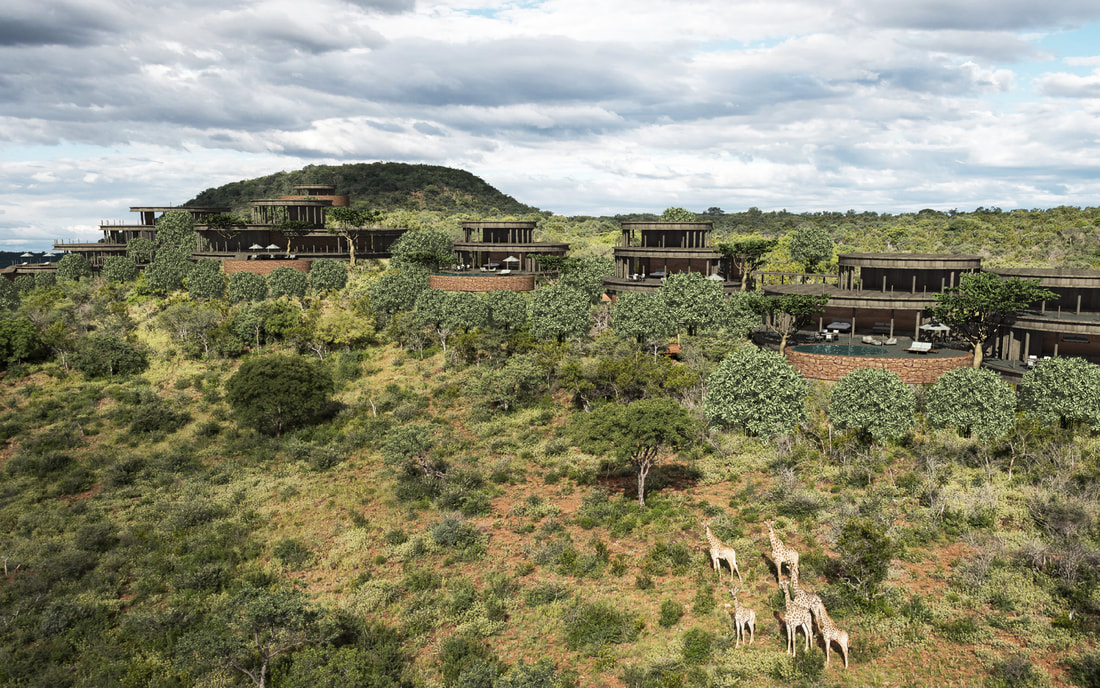 Safari sustainable villas perched on a cliff over a wildlife preserve